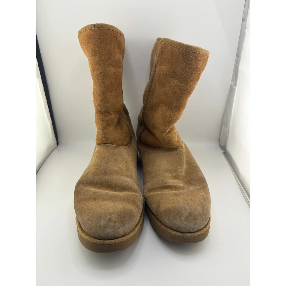 UGG Australia Womens Classic Mid Calf Suede Shearling Boots Chestnut Tan Size 8